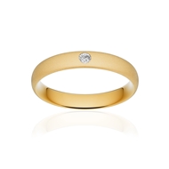 Alliance or 375 jaune sablé ruban confort 4mm diamant brillant