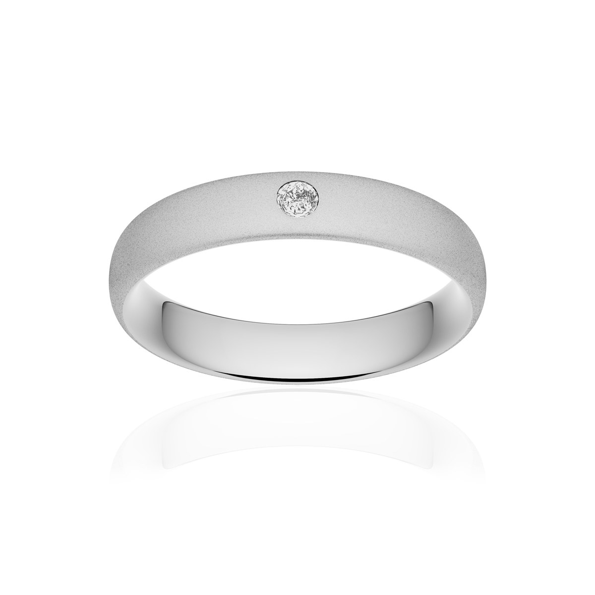 Alliance or 375 blanc sablé ruban confort 4,5mm diamant brillant