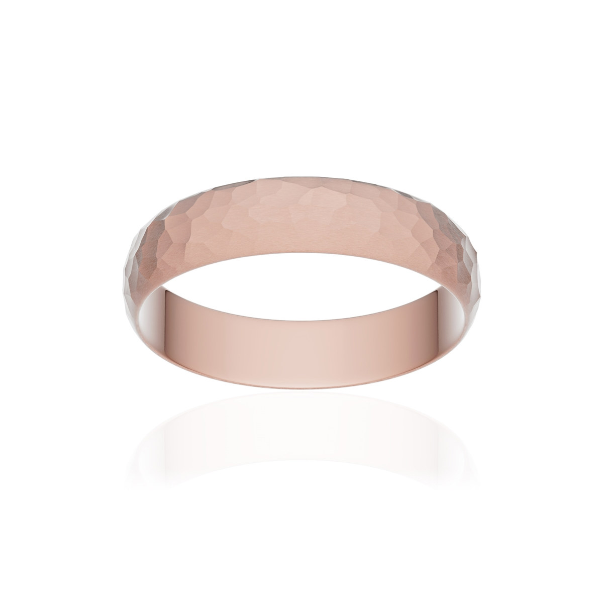 Alliance or 375 rose martelé ruban 4,5mm