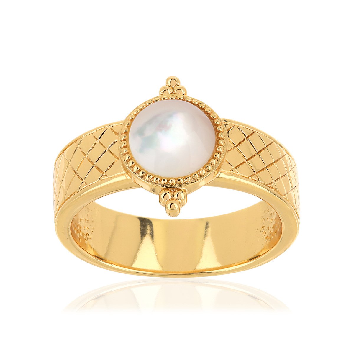 Bague dorée nacre - vue V1