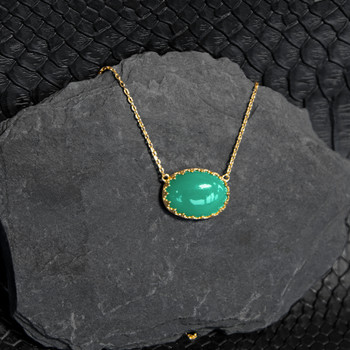 Collier doré agate verte 55 cm