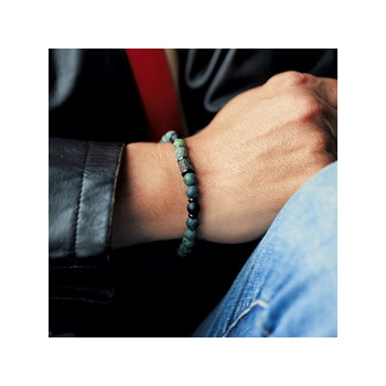 Bracelet onyx jade et acier 20,5 cm