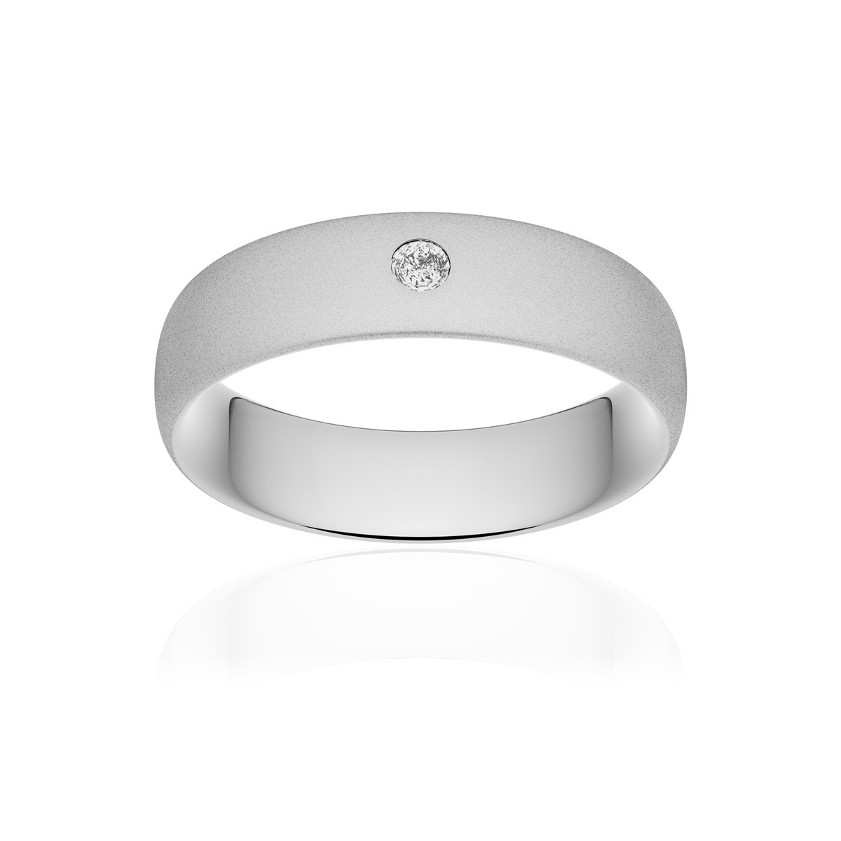 Alliance palladium 950 sablé ruban confort 6 mm diamant brillant