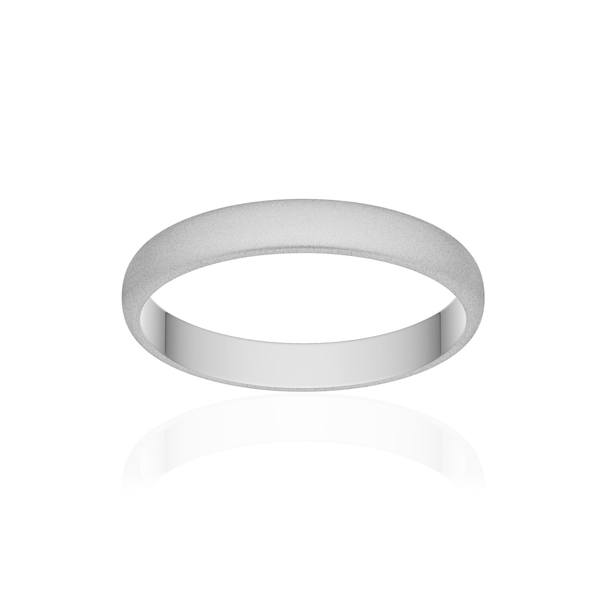 Alliance platine 950 sablé demi-jonc 3 mm
