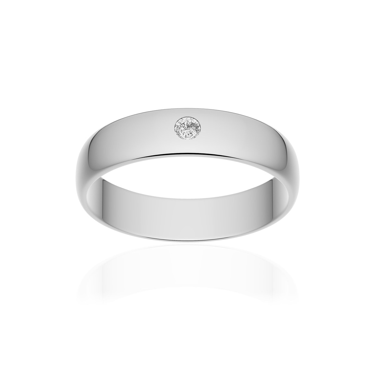 Alliance platine 950 poli demi-jonc 4,5 mm diamant brillant