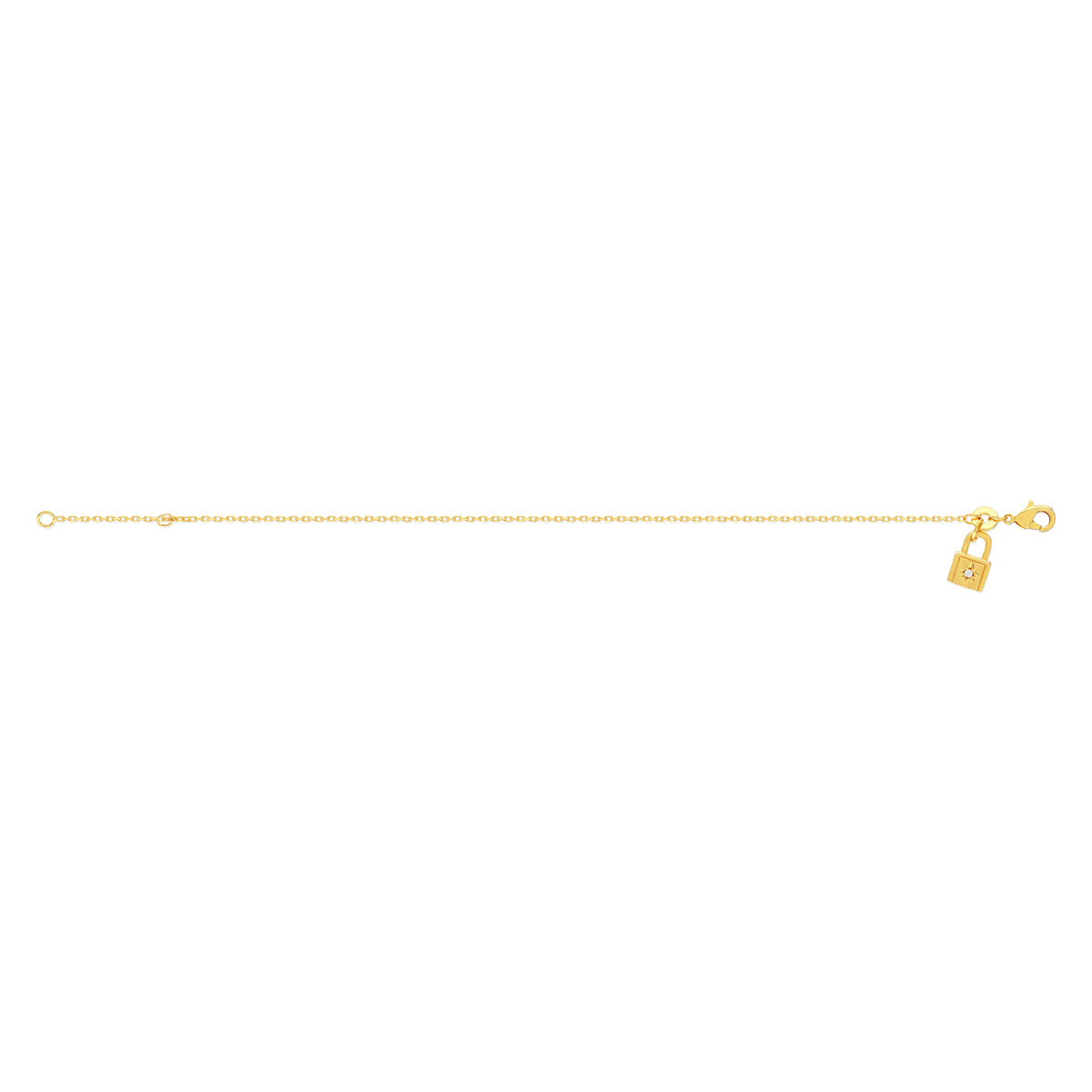 Bracelet plaqué or jaune motif cadenas, zirconia 18 cm - vue 2