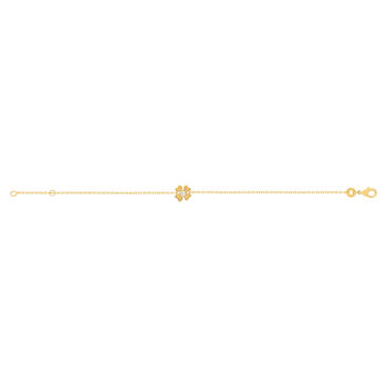 Bracelet plaqué or jaune, motif fleur zirconia 18 cm