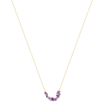 Collier plaqué or jaune améthystes 42 à 45 cm