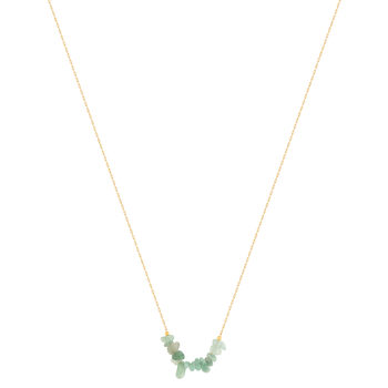 Collier plaqué or jaune quartzites verts 42 à 45 cm