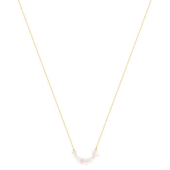 Collier plaqué or jaune quartz rose 42 à 45 cm