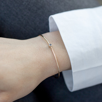 Bracelet plaqué or jaune pierre synthétique bleue 58 mm