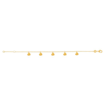 Bracelet plaqué or jaune pampilles coeurs martelé 18 cm