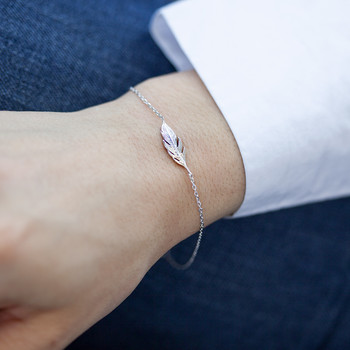 Bracelet argent 925 motif plume 18 cm