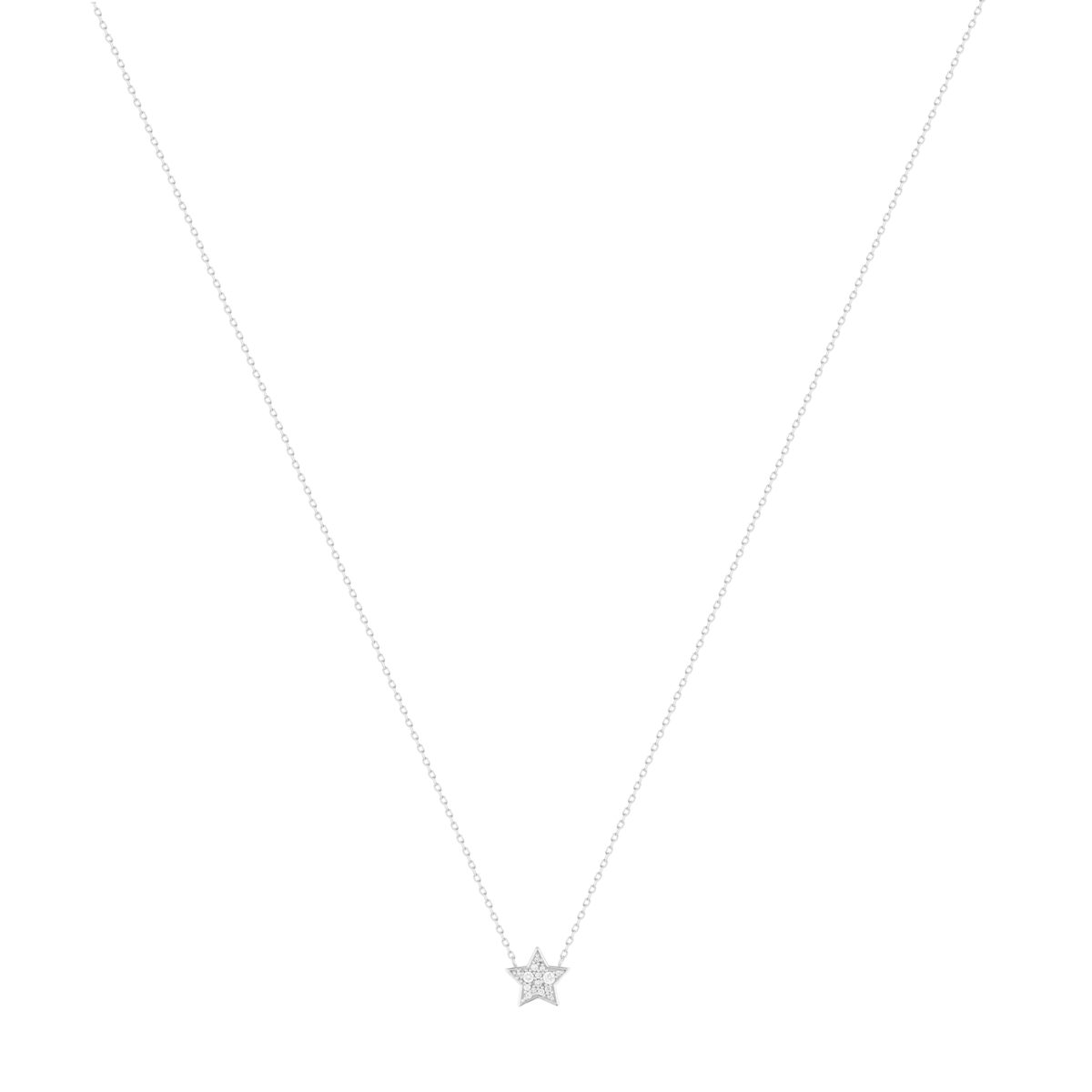 Collier argent 925, motif étoile zirconias 45 cm - vue 2