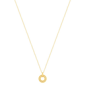 Collier plaqué or motif cercle perlé zirconias 42 à 45 cm