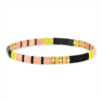 Bracelet perles japonaises MIYUKI en verre émaillé ton noir orangé jaune