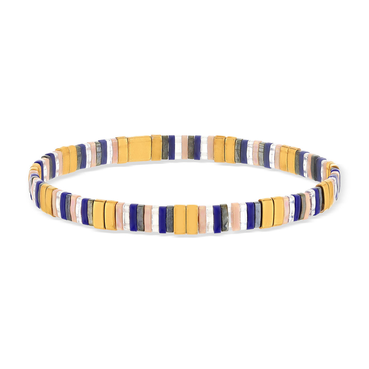 Bracelet élastique perles japonaises MIYUKI en verre émaillé multicolores - vue porté 1