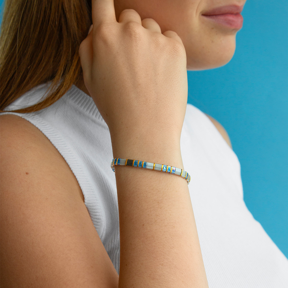 Bracelet élastique perles japonaises MIYUKI en verre émaillé multicolores