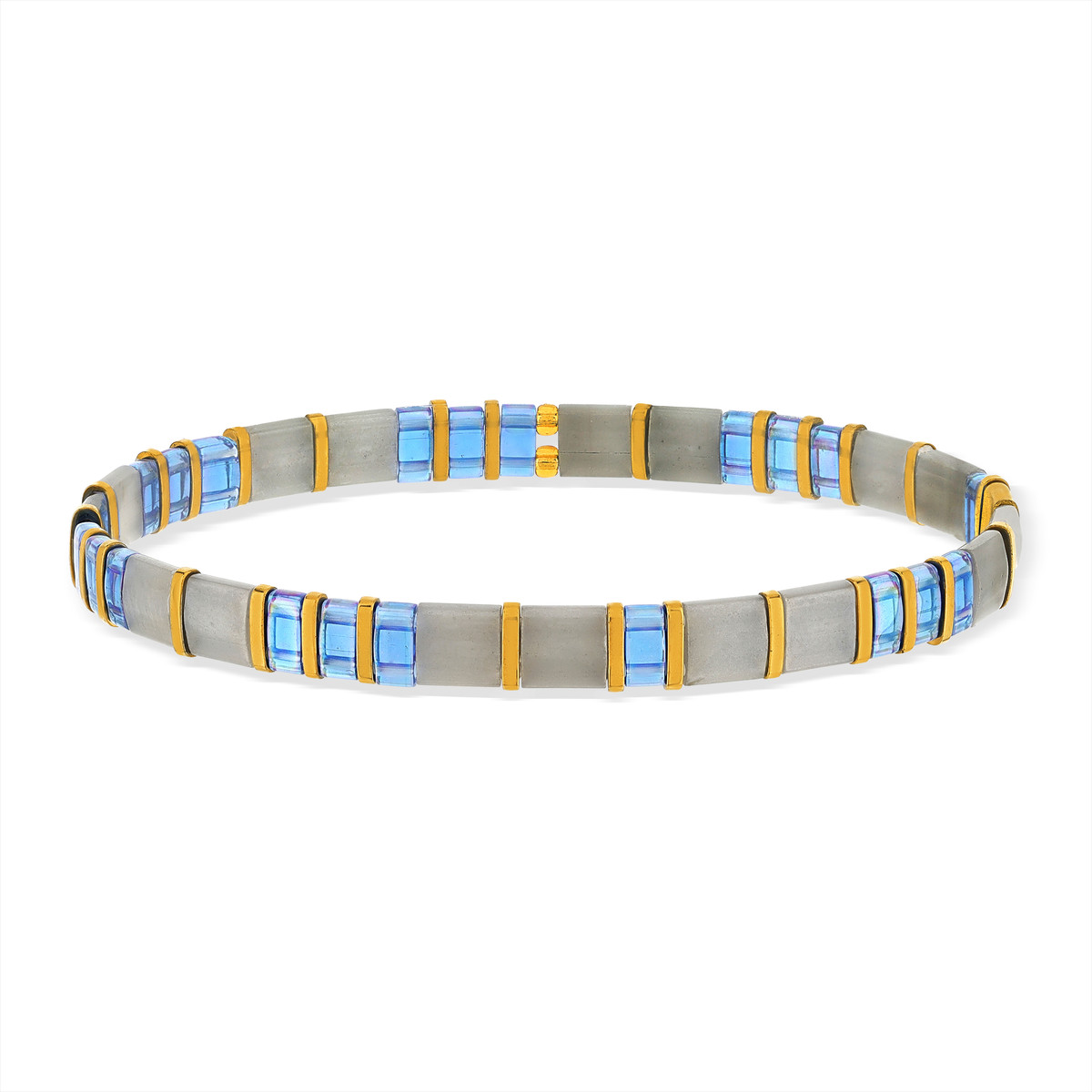 Bracelet élastique perles japonaises MIYUKI en verre émaillé multicolores - vue porté 1