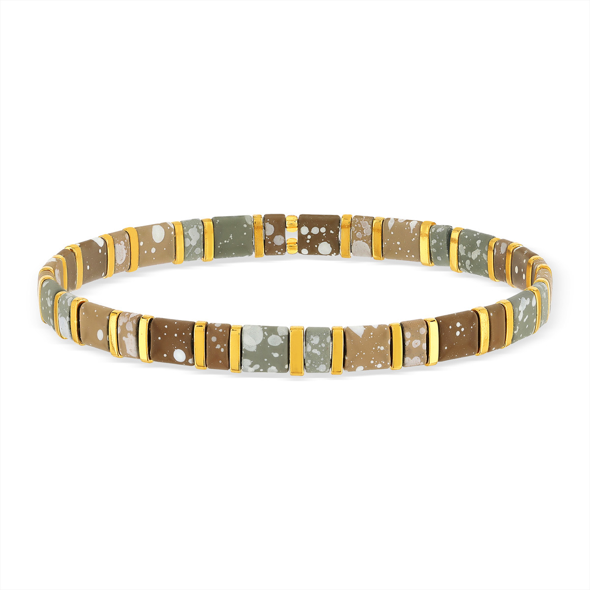 Bracelet élastique perles japonaises MIYUKI en verre émaillé multicolores - vue porté 1