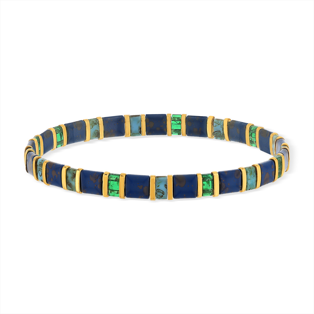 Bracelet élastique perles japonaises MIYUKI en verre émaillé multicolores - vue porté 1