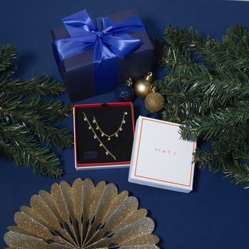 Gold-plated set with zirconia necklace and bracelet