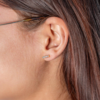 Boucles d'oreilles plaqué or jaune zirconias, motif rond.