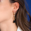 Boucles d'oreilles pendants argent 925 rose onyx et agates grises - vue Vporté 1