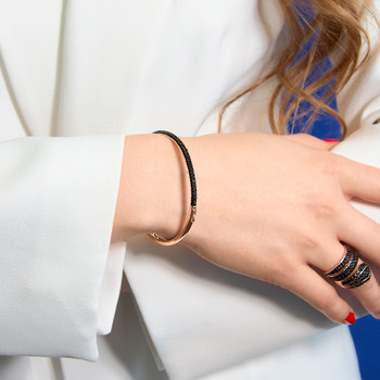 Bracelet argent 925 rose et ruthénium noir zirconias noirs