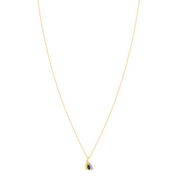 Collier or 375 jaune 2 tons saphir et diamant 45cm avec anneau de raccourcissement 42cm
