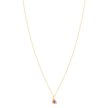 Collier or 375 jaune 2 tons rubis et diamant 45cm avec anneau de raccourcissement à 42cm