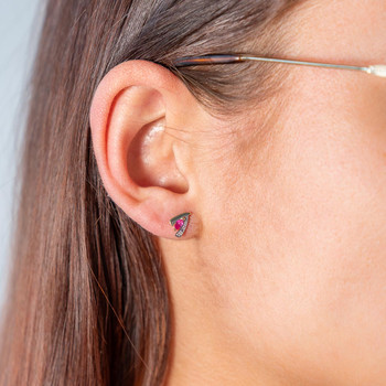 Boucles d'oreilles or 375 jaune 2 tons rubis et diamants