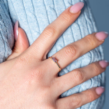Bague or 375 jaune améthyste