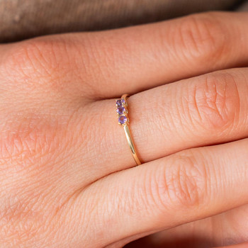 Bague or 375 jaune amethystes