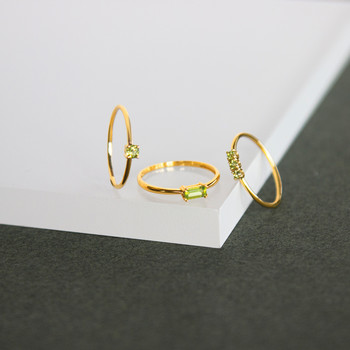Bague or 375 jaune péridots