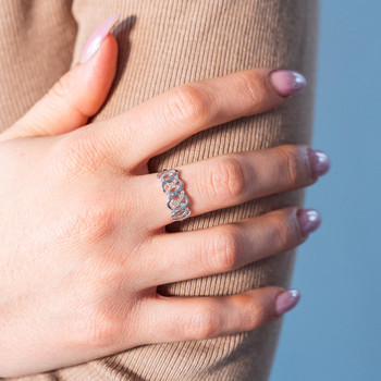 Bague or 375 blanc diamants