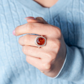 Bague argent 925 ambre