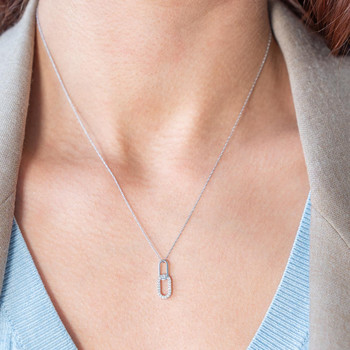 Collier or 375 blanc diamants
