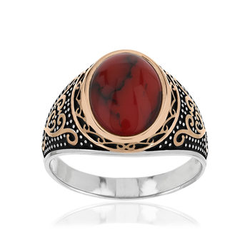 Bague argent 925 jaspe synthétique