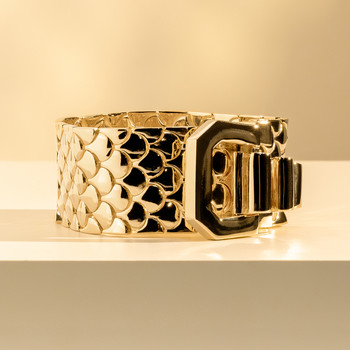 Bracelet maille plaqué or jaune écailles 18cm