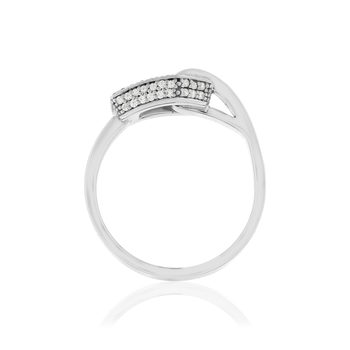 Bague or recyclé 750 blanc boucle et demi-tour diamants