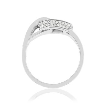 Bague or recyclé 750 blanc et boucle diamants