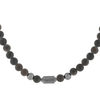 Collier perles obsidiennes noires et perles argent 48cm - vue V1