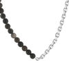 Collier argent 925 maille Forçat perles obsidiennes noires 48 cm - vue V1