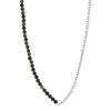Collier argent 925 maille Forçat perles obsidiennes noires 48 cm - vue V2