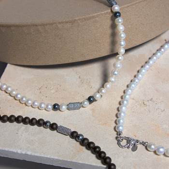 Collier perles blanches d'eau douce et argent 50cm