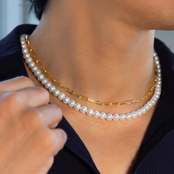 Collier perles blanches d'eau douce et argent 50cm