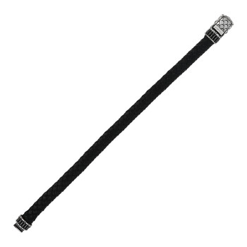 Bracelet noir tressé spinelles noires 19cm