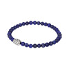 Bracelet perles lapis lazuli et perles argent écailles 19cm - vue V2