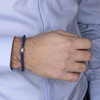 Bracelet perles lapis lazuli et perles argent écailles 19cm - vue Vporté 1